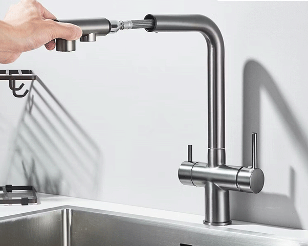 Paris mate extensible 3 way kitchen tap control
